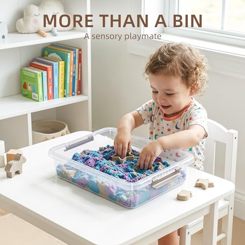Citylife 10 PCS Plastic Storage Bins with Latching Lids Portable Project Case Clear File Box Stackable Storage Containers for Organizing A4 Paper, Photo, Document, Scrapbook - size: 5QT, style: 10 PCS