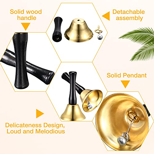 50 Pcs Small Steel Hand Bells Bulk Dinner Service Bells with Plastic Handles Call Handbells for Church Classroom Sick Elderly Teachers Adults(Gold) - color: Gold
