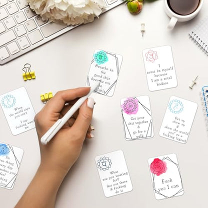 Geyee 32 Pcs Affirmation Cards for Women Funny Gift Encouragement Motivational Positive Swear Inspiration Self Affirmation Cards for Self Improvement Anxiety Relief