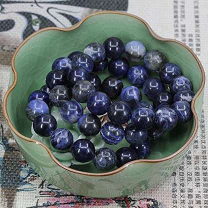 Keleny Natural Gem Semi Precious Gemstones 14mm Round Beads Crystal Stretch Bracelets 7 Inch Unisex - color: 14mm Blue Sodalite