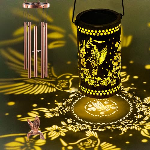 Solar Wind Chimes for Outside, 36" Hummingbird Hanging Solar Lantern for Mom, Christmas Windchimes Outdoors Gifts,Garden Decor led Lights Wind Chime for Patio Yard, for Women Grandma - size: 36" Hummingbird