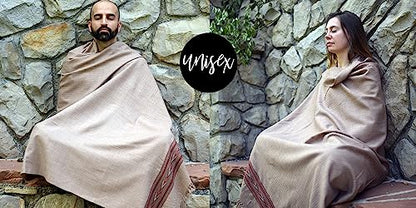 Exotic Meditation Shawl - Large Unisex Prayer Wrap, Oversize Scarf & Versatile Indian Stole Blanket - color: Brown