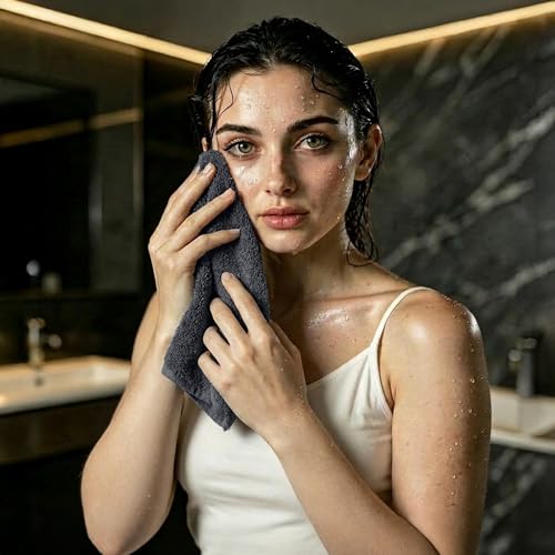 RIVERSIDE Pack of 24 Wash Cloths for Showering, 12 x 12 Inches, Super Soft & Absorbent, 100% Cotton Washcloths Premium Quality Flannel Face Cloths for Bathroom, Gym, Spa (Dark Gray, 24 Pack) - color: Dark Gray