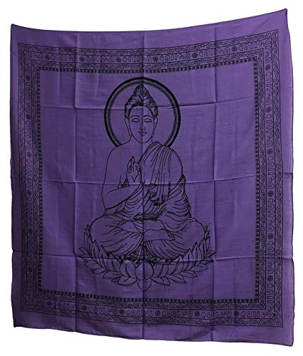 Buddha Indian Cotton Yoga Meditation Prayer Altar Cloth (40" x 40") (Purple) - color: Purple