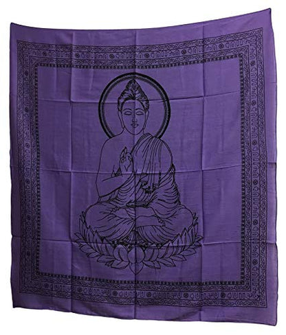 Buddha Indian Cotton Yoga Meditation Prayer Altar Cloth (40" x 40") (Purple) - color: Purple