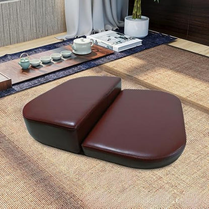 Folding Meditation Bench for Adults - PU Leather & Sponge Kneeling Stool, 18.9x11 Inch Portable Prayer Bench for Home Yoga