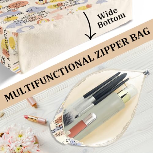 Daily Affirmations for Women, 2PCS Cosmetic Bag Canvas Tote Bag Beach Bags with Pocket Makeup Bags Mom Gifts Mental Health Gifts Inspirational Gift for Women Mother Mama Daughter Birthday Mothers Day - color: Mom Affirmations 0937