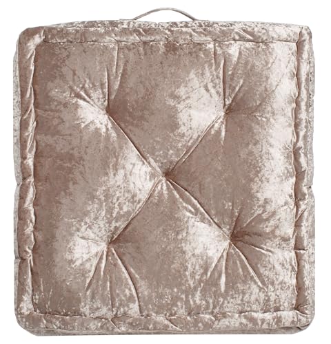 SAFAVIEH Home Collection Belia Champagne 18-inch Square Tufted Floor Pillow with Insert - color: Champagne, size: 18 x 18-Inch