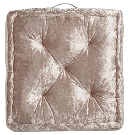 SAFAVIEH Home Collection Belia Champagne 18-inch Square Tufted Floor Pillow with Insert - color: Champagne, size: 18 x 18-Inch