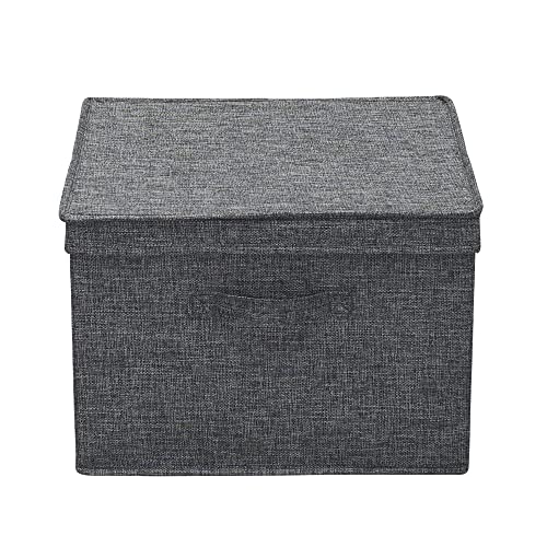 Household Essentials Square Fabric Storage Bins with Lids, Graphite, Set of 2 - color: Graphite