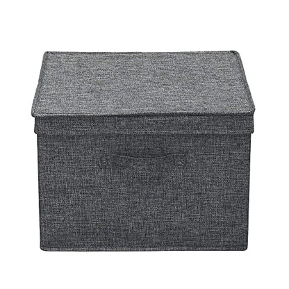 Household Essentials Square Fabric Storage Bins with Lids, Graphite, Set of 2 - color: Graphite