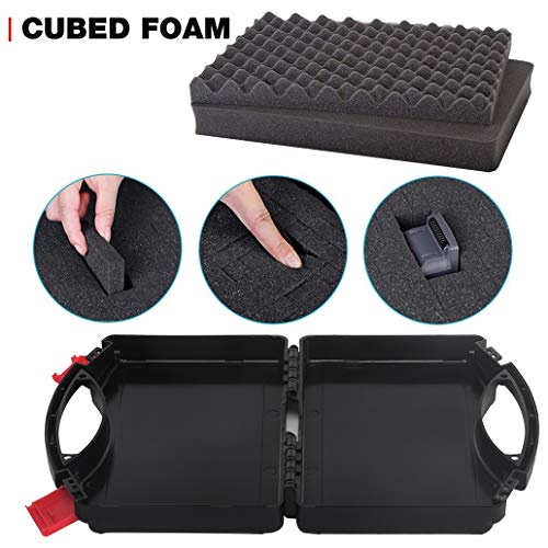 Small Hard Carrying Case with Pluck Foam Interior for iPhone, GoPro, Camera, and More- Outer Size 9.3 x 7.5 x 2 Inches, Black - style: Inner Size- 9" X 5.5" X 1.5"