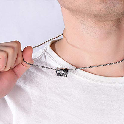 PAURO Men's Stainless Steel Meditation Yoga Necklace Tibetan Buddhist Pendant with 24 Inches Chain