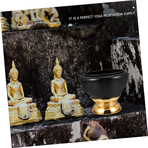 1pc Tibetan Singing Bowl Meditation Bowl for and Mindfulness Unique Black Copper Sound Wear-resistant Design for Home Decor and Relaxation