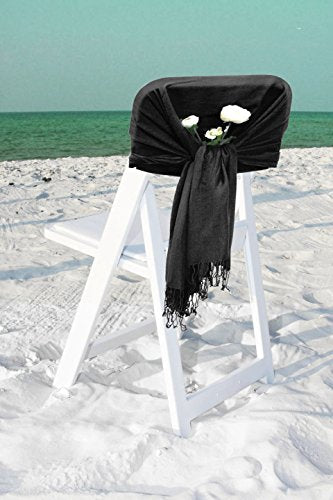 Sakkas Large Soft Silky Pashmina Shawl Wrap Scarf in Solid Colors - color: Black