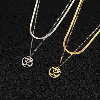 Women OM Necklace Indian Yoga Aum Om Ohm Pendant Necklace Stainless Steel Hindu Meditation Charm Sanskrit Symbol Spiritual Amulet Jewelry for Women Men - color: OM-Sliver