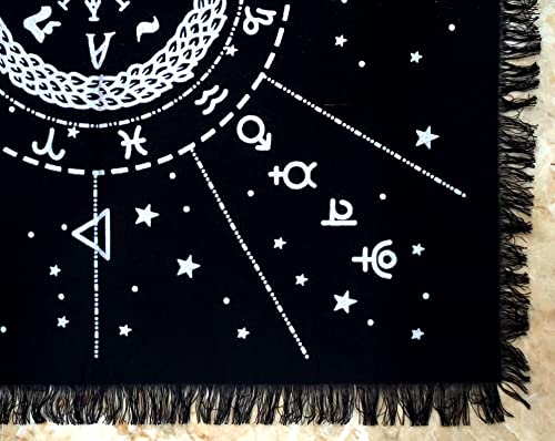INDACORIFY Silver Celestial Constellation Altar Table Top Cloth with Fringes Alter Tarot Witchcraft Sacred Cloth 18x18 in (Silver Celestial Constellation) - color: Silver Celestial Constellation