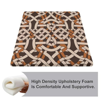 Brown Geometric Pattern Degrees of Comfort Meditation Floor Pillow, Square Large Pillows Seating for Adults, Tufted Corduroy Cushions for Outdoor Yoga Tatami Fireplace Living Room 15x15 Inch