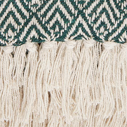 DII Diamond Throw Collection Cotton Woven, 50x60, Hunter Green - color: Hunter Green