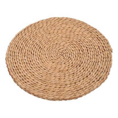 Angoily Woven Round Meditation Cushion 40cm Diameter Thick 1.5cm Eco-Friendly Plant Floor Pillow for Indoor Seating and Picnic Floor Pad