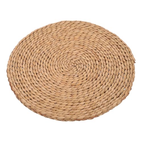 Angoily Woven Round Meditation Cushion 40cm Diameter Thick 1.5cm Eco-Friendly Plant Floor Pillow for Indoor Seating and Picnic Floor Pad