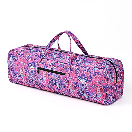 | Yoga Mat Bag | Large Yoga Mat Carrier with Wet Pocket | Yoga Gifts | Gym Tote Bag for Women - color: Bright pink