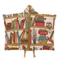 Sleeping Cat Library Bookshelf Large Size Comfortable Hooded Blanket, Warm Blanket 40"x50" - color: Sleeping Cat Library Bookshelf, size: 40"x50"