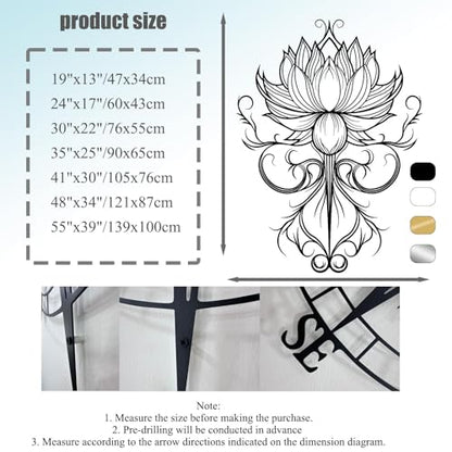 EUSTUGO Lotus Flower Mandala Metal Wall Art, Mandala Metal Wall Decor, Lotus Flower Wall Decor, Spiritual Art for Yoga Meditation Room, Living Room, Bedroom (Gold 1, 35"x25"/90x65cm)