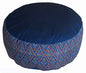 Meditation Cushion Zafu Pillow - Buckwheat and Kapok Fill - Global Weave Teal - color: Ikat Diamond Blue