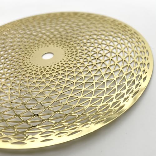 4 Inch Crystal Grid Board Sacred Geometric Silver Metal Plate Crystal Grid Meditation Chakra Wooden Wall Art Yoga Decor Spiritual Gifts (Gold, 10cm Diameter) - color: Gold