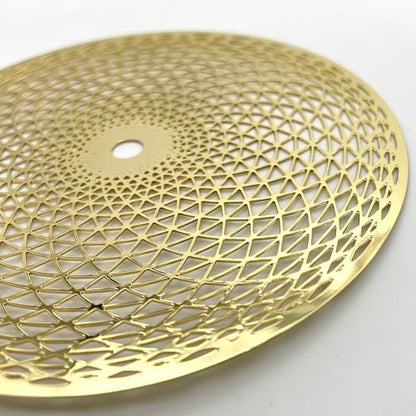 4 Inch Crystal Grid Board Sacred Geometric Silver Metal Plate Crystal Grid Meditation Chakra Wooden Wall Art Yoga Decor Spiritual Gifts (Gold, 10cm Diameter) - color: Gold