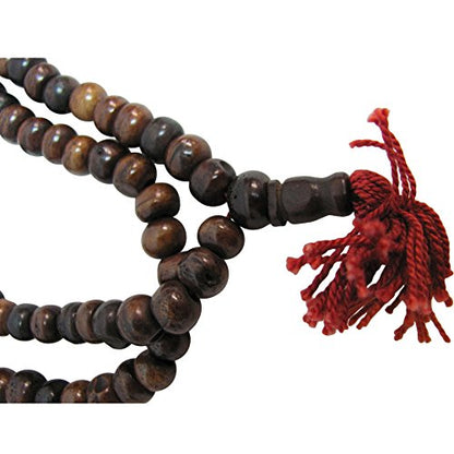 Tibetan 108 Count Brown Bone & Turquoise & Coral Bead Japa Mala Prayer Yoga Meditation Necklace