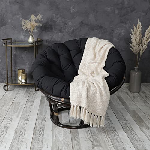 Sorra Home Tufted Papasan Cushion - Bucket & Moon Chair Comfy Round Cushion - Floor Pillow with Plush Foam for Indoor Furniture (Frame Not Included) - Black - 48" x 48" x 4" - color: Black, size: 48 in x 48 in x 4 in
