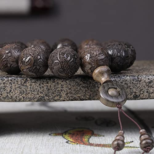 Zen Dear Unisex Burried Ebony Prayer Beads Buddha Buddhist Prayer Beads Meditation Mala Necklace Bracelet - style: Carving 20mm 12 Beads