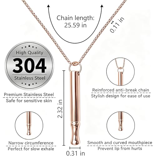 LAMKHOO Breathing Necklace to Quit Smoking and Vaping with Refillable Mint Pods Stop Smoking Aids Fidget Necklace for Anxiety Relief Smokeless Inhaler for Adults (Gold) - color: Copper-color