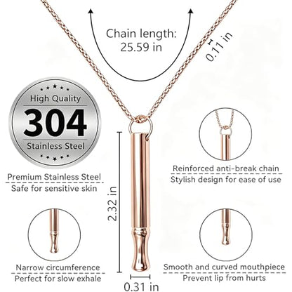 LAMKHOO Breathing Necklace to Quit Smoking and Vaping with Refillable Mint Pods Stop Smoking Aids Fidget Necklace for Anxiety Relief Smokeless Inhaler for Adults (Gold) - color: Copper-color