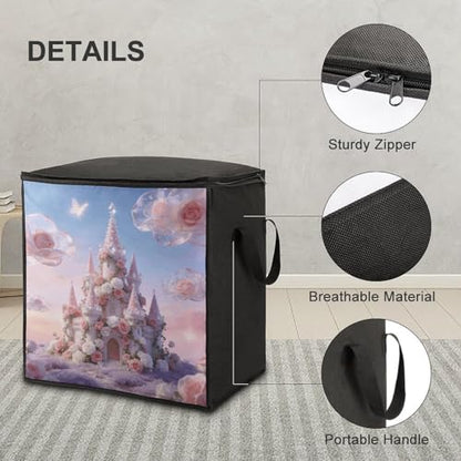 Cloud Castle Storage Bag Portable Closet Organizer Storage Bags Quilt Storage Bags with Zippered Breathable Storage Bag with Carry Handles for Blanket Pillow Bedding