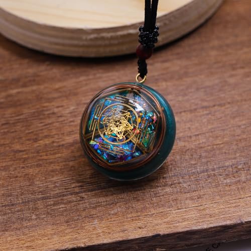 Da Piao Liang Sacred Geometry Orgone Pendant Necklace with Metatron's Cube & Mandala Design - SBB Copper Wire Energy Amulet, Black Adjustable 26-Inch Cord Chain for Spiritual Healing | Sacred Geometry Design, Metatron's Cube , Mandala, Adjustable Cord Cha