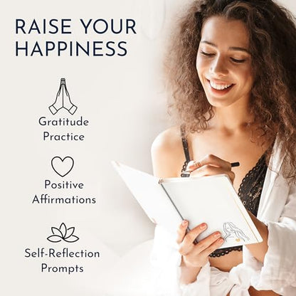 Premium Gratitude Journal for Women – 6 Month Guided Daily Prompts – Hardcover, 249 Pages, Lay Flat, 100gsm Paper, Gift Boxed – Affirmation, Self Care Gifts for Women, Mindfulness, Wellness - color: Gratitude - Beige