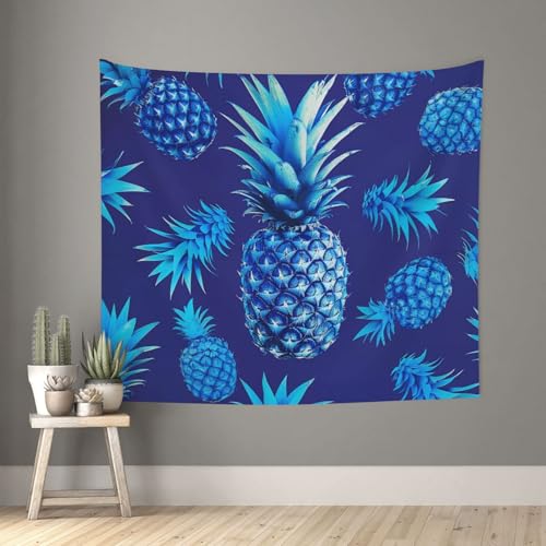 acvKGHW Blue pineapple Printed Indoor Decorative Wall Tapestry 60x51in - Soft Polyester Decorative Blanket for Home & Dorm Decor - color: Blue Pineapple