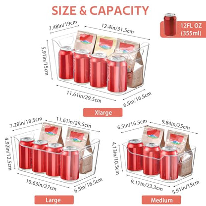 Clear Plastic Storage Bins - 12 Pack Pantry Organizers and Storage,Large Clear Pantry Organizer Bins, Plastic Containers with Handle for Kitchen,Freezer,Cabinet,Closet,Bathroom Under Sink - size: Large
