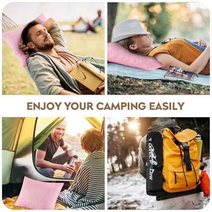 Small Shredded Memory Foam Pillow, Camping Pillow Travel Pillow - Compressible Medium Firm, Breathable Cover, Ideal Backpacking Hiking, Airplane and Car (Apricot Pink, M) - color: Apricot Pink, size: M-17.7 X 13.8 Inch