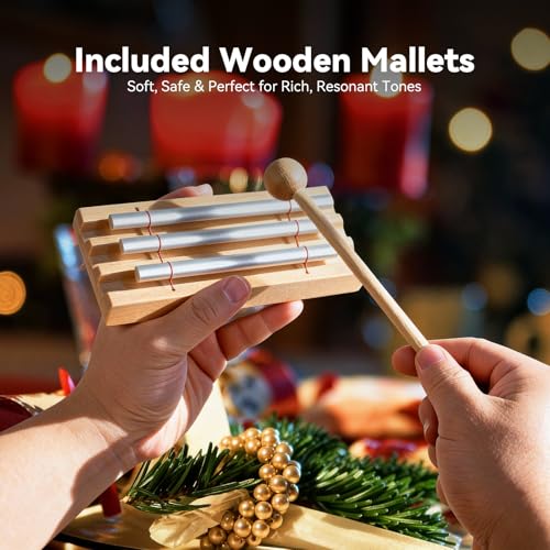 Eastrock Hand Chime Bell Meditation Wind Chimes & Classroom Chime for Mindfulness, Yoga, and Sound Healing Teacher Gifts for Women, Classroom Management Tool & Meditation Accessories（3 Tone） - size: 7.7 inch