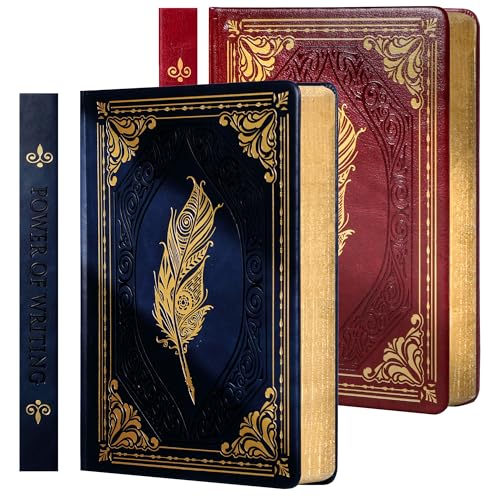 CAGIE 320 Pages Thick Hardcover Journaling Notebooks Vintage Leather Journal for Women Men A5 College Ruled Journals for Writing with Gift Box, 5.7 x 8.3 in, Dark Red - color: Dark Red