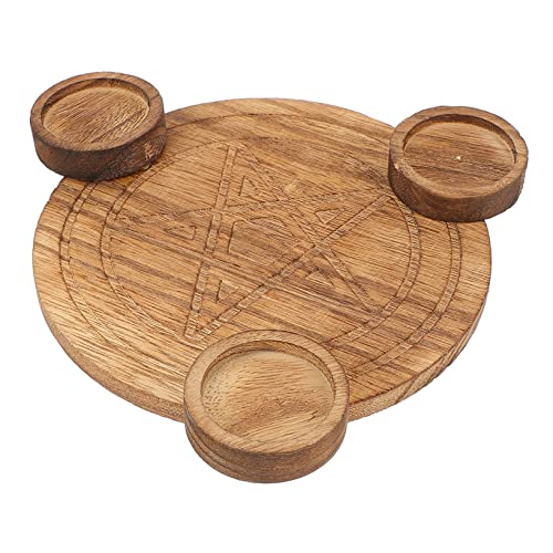 Sosoport 1Pc Pentagram Wood Candlestick Holder Altar Decor for Rituals and Charming Candle Holder for Home and Bar Decoration