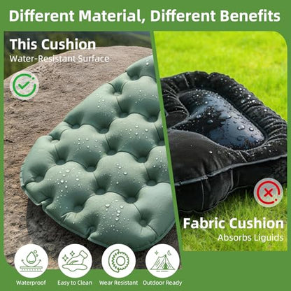 Inflatable Seat Cushion, Lightweight Portable Air Cushion with Pump, Airplane Seat Pad for Flights Pressure Relief, Waterproof Chair Pad, Stadium Cushions for Travel, Camping, Hiking(Green) - color: Green