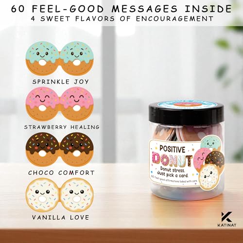 Positive Donut Jar, Emotional Inspirational Support 60 Affirmation Cards, Stocking Stuffers for Teen Girls, Birthday Gifts for Teenage Girls, Teen Girl Gifts Trendy Stuff - color: Positive Donut