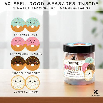 Positive Donut Jar, Emotional Inspirational Support 60 Affirmation Cards, Stocking Stuffers for Teen Girls, Birthday Gifts for Teenage Girls, Teen Girl Gifts Trendy Stuff - color: Positive Donut