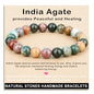 AD Beads Handmade Gemstone Stretch Elastic Bracelet Crystal Healing Reiki Nature's Beauty and Spiritual Essence Unisex - color: Indian Agate, size: 8mm