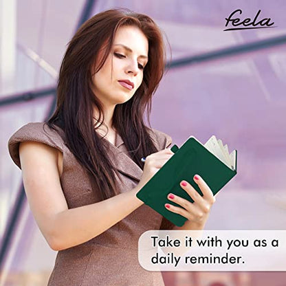 feela 24 Pack Journal Notebook for Work, Business Notebook Bulk Hardcover Lined Writing Journal with Pen Holder for Men Women Note Taking, with 24 Black Pens, 120 GSM, 5.1”x8.3”, A5, Dark Green - color: 24 Pack dark green